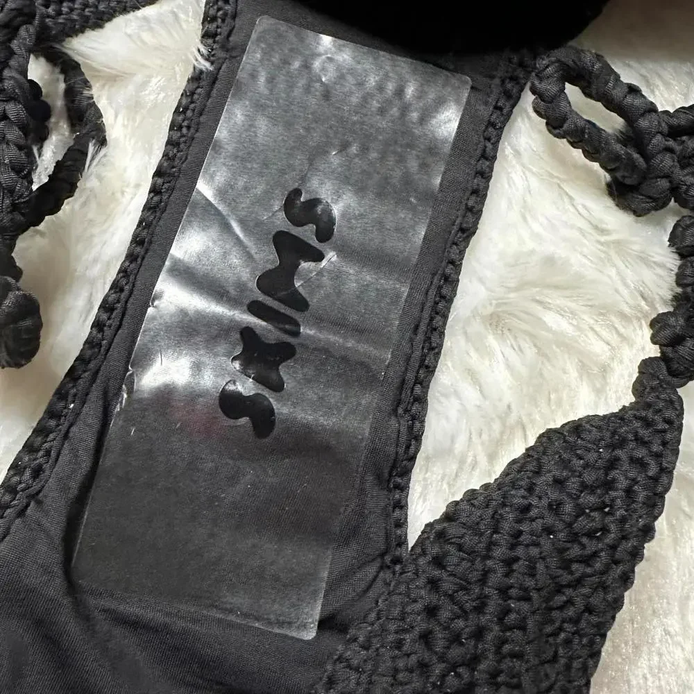 NWT Skims Crochet Swim Tie Bikini Bottoms in Onyx Women’s 2X